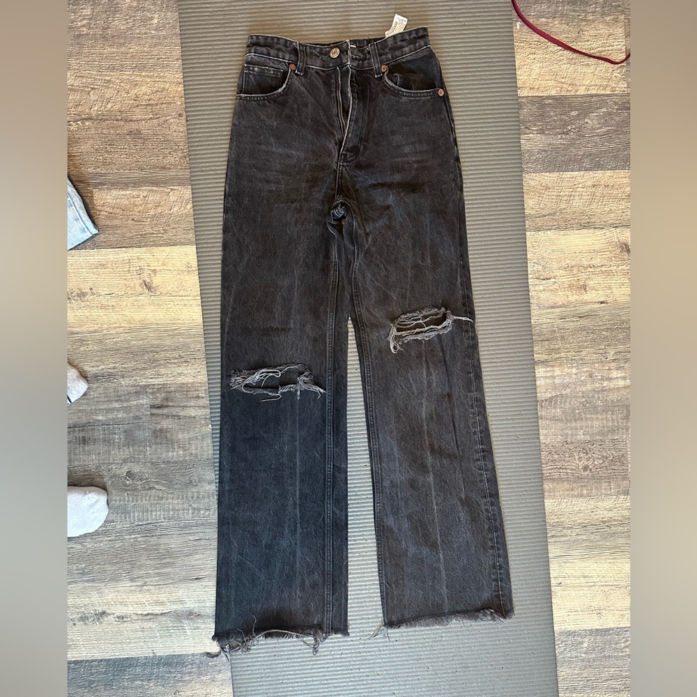 Zara Distressed Black Jeans
